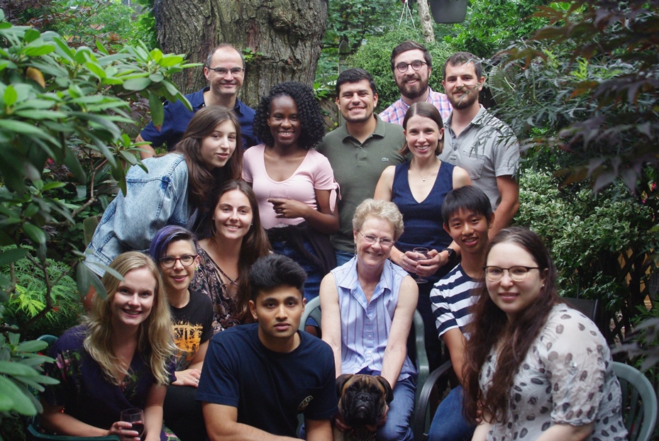 Photo of Patricia Brubaker with her lab members in 2019